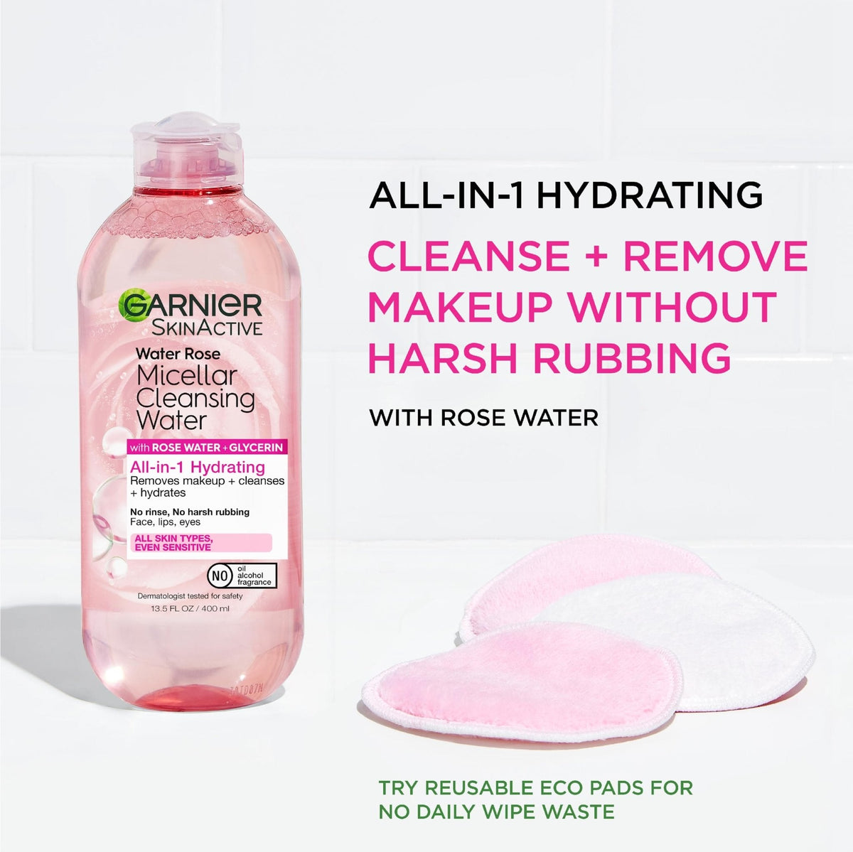 Garnier Micellar Water with Rose Water and Glycerin, Hydrating Facial Cleanser & Makeup Remover, For All Skin Types - Maple Wellness Supplements