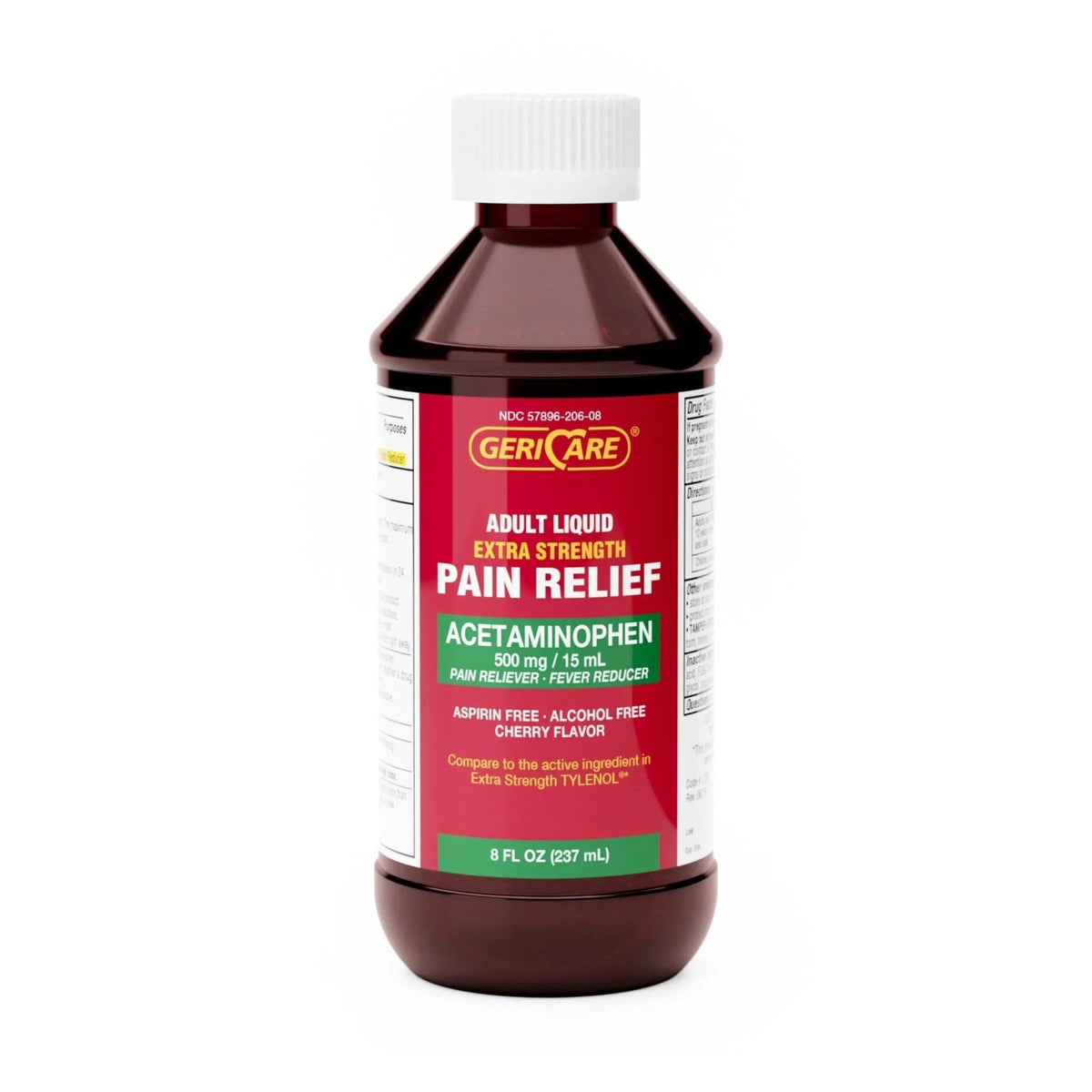 GeriCare Extra Strength Acetaminophen 500 mg Adult Liquid Pain Relief, Fever Reducer, 8 FL OZ (Pack of 1) - Maple Wellness Supplements