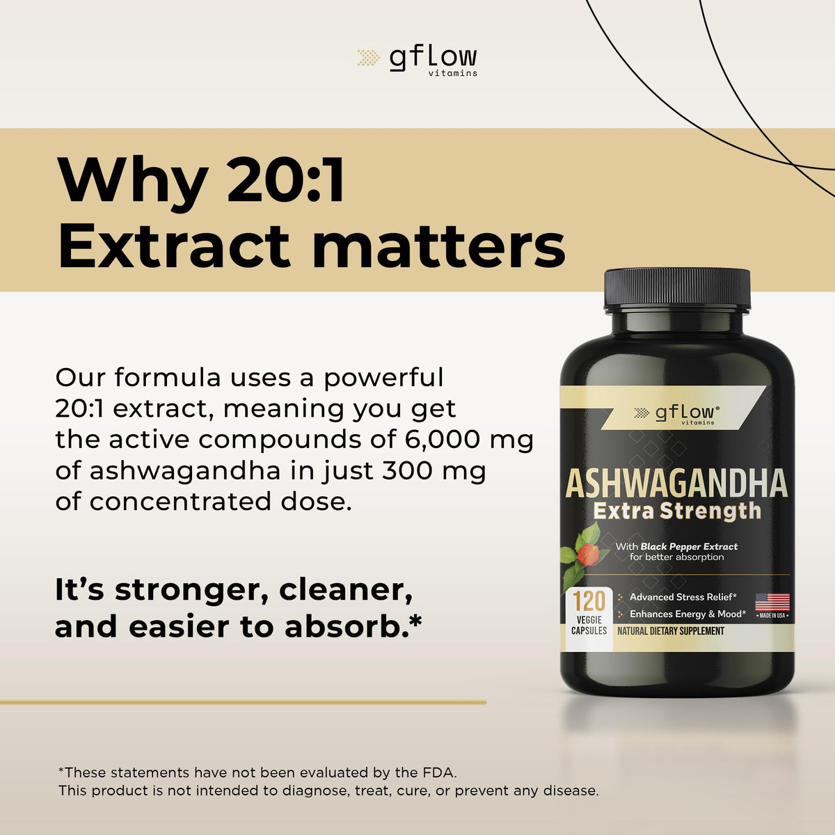 gflow vitamins Ashwagandha Supplements for Women and Men | Sleep, Mood and Energy Support | Extra Strength - Maple Wellness Supplements