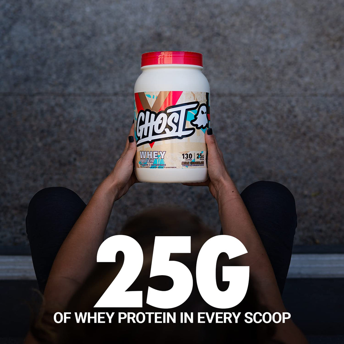 GHOST Whey Protein Powder, Milk Chocolate - 2LB Tub, 25G of Protein - Flavored Isolate - Maple Wellness Supplements