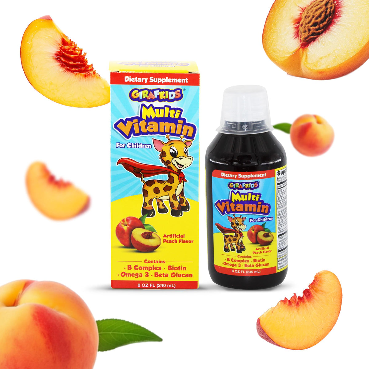 GirafKids Multivitamin Syrup + Super Vitamins Liquid Bundle for Kids Ages 4+ | Omega-3, Beta Glucan, Royal Jelly & Propolis | - Maple Wellness Supplements