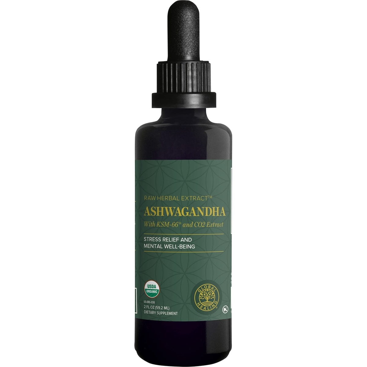 Global Healing Center - Organic Ashwagandha Supplements Drops - KSM-66 Ashwagandha Extra Strength for Men & Women, Helps Promote Relief from Stress, Mood Support, Organic (2 Fl Oz) - Maple Wellness Supplements
