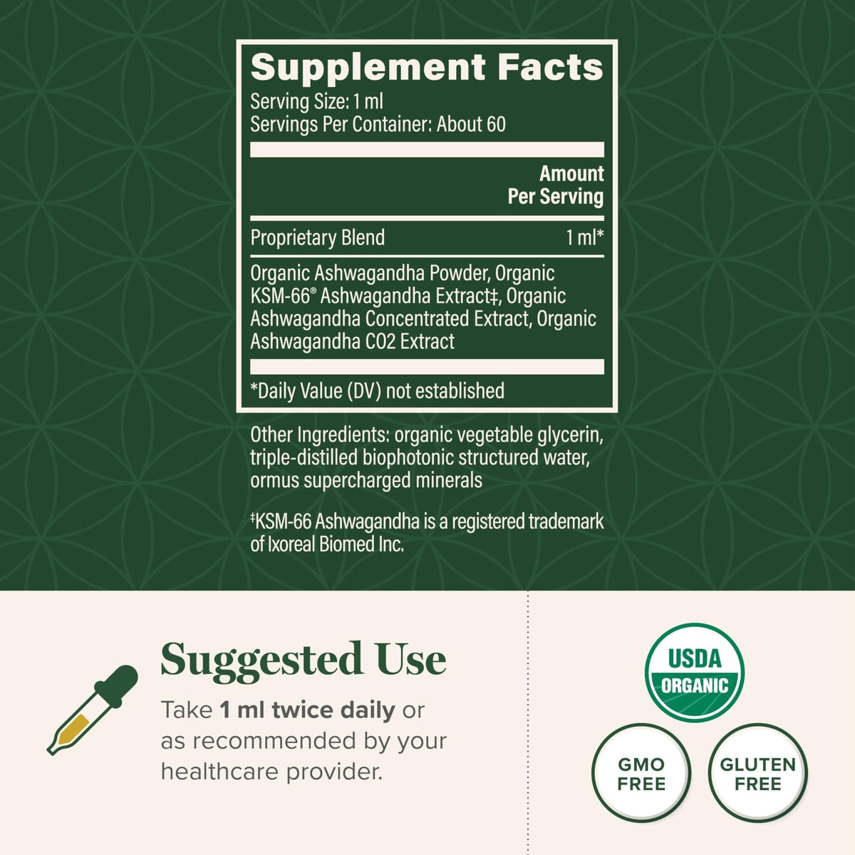 Global Healing Center - Organic Ashwagandha Supplements Drops - KSM-66 Ashwagandha Extra Strength for Men & Women, Helps Promote Relief from Stress, Mood Support, Organic (2 Fl Oz) - Maple Wellness Supplements