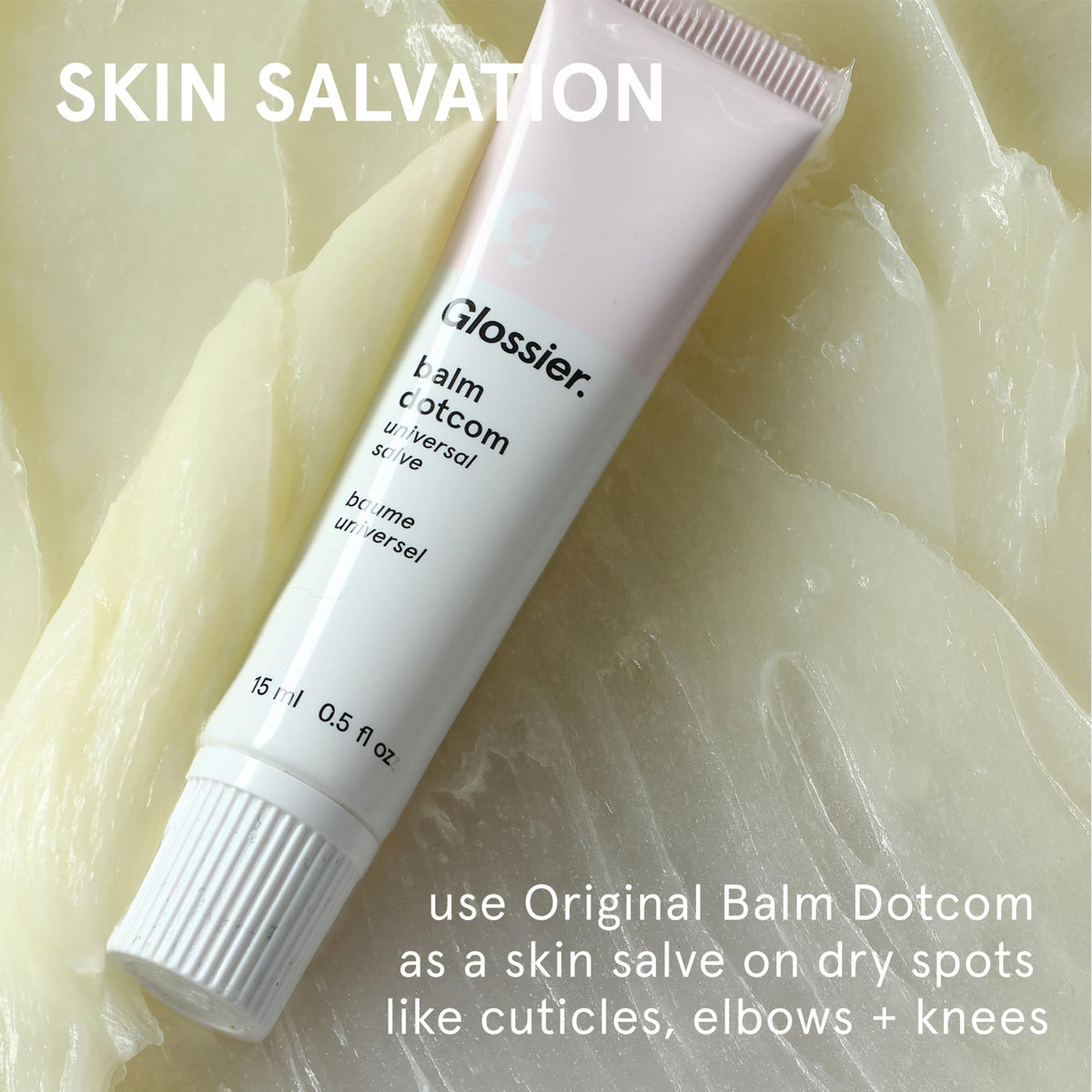 Glossier Balm Dotcom Hydrating Lip Balm - Universal Salve, Up to 12Hr Moisture - Lanolin, Beeswax & Castor Oil for Dry Lips, Cuticles & Skin - Original, Clear Fragrance-Free, 15ml - Maple Wellness Supplements