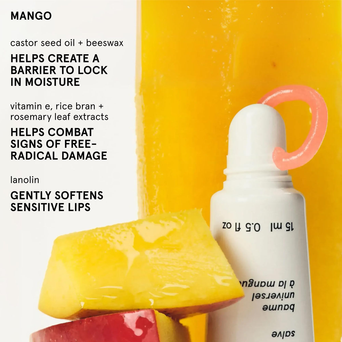 Glossier Balm Dotcom Hydrating Tinted Lip Balm - Universal Salve, Up to 12Hr Moisture for Dry Lips, Cuticles & Skin - Lanolin, Beeswax & Castor Oil - Mango, Tropical Peach Tint, 15ml - Maple Wellness Supplements