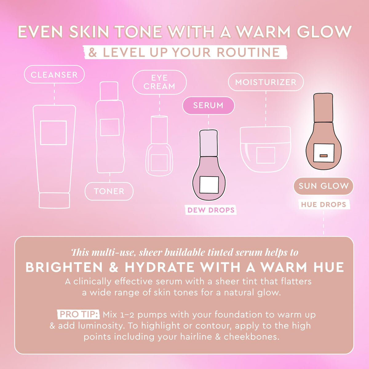 Glow Recipe Hue Drops Bronzing Drops, Tinted Face Serum, Glow Primer + Liquid Highlighter, Niacinamide + Hyaluronic Acid, Radiant Warm Glow, Sunglow (40ml) - Maple Wellness Supplements