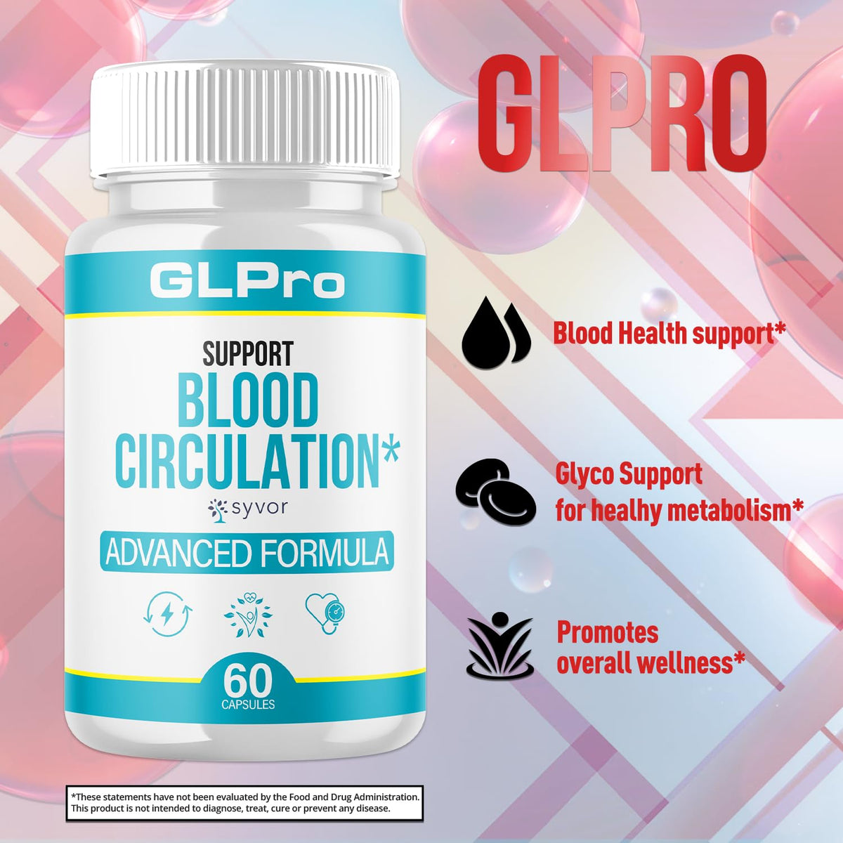 GLPro Blood Capsules, Official GLPro Blood Health Support Pills with All Natural Ingredients, Advanced Formula Supplement with Maximum Strength Premium Vitamins for Women and Men (60 Capsules) - Maple Wellness Supplements