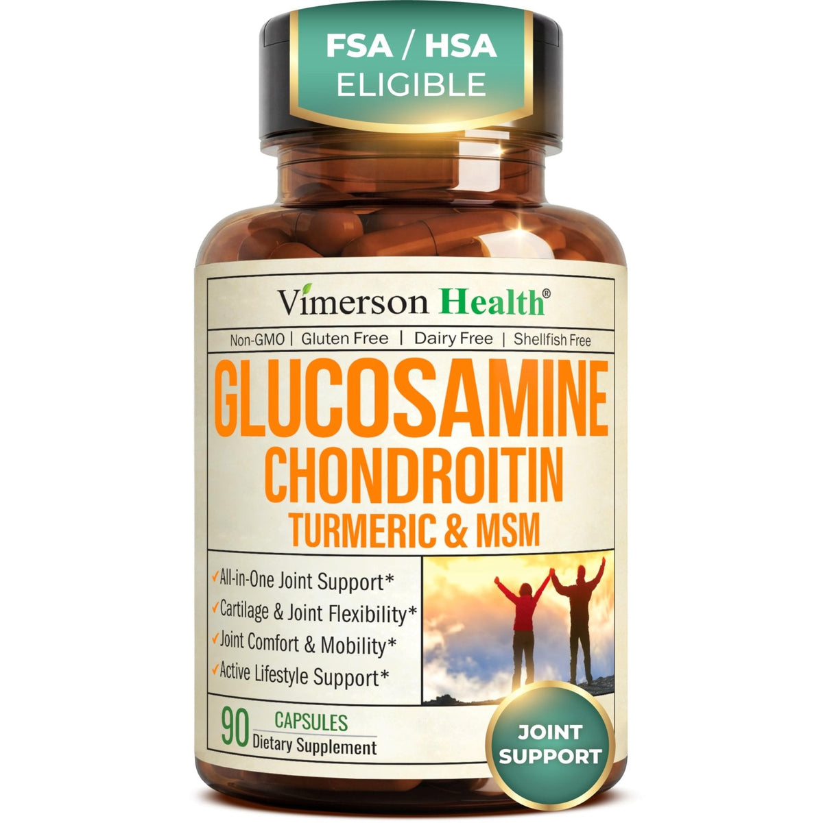Glucosamine Chondroitin MSM – Joint Support Supplement for Women and Men with Glucosamine Sulfate 1500 mg, Chondroitin and MSM – for Cartilage, Joint Health and Flexibility – 90 Capsules - Maple Wellness Supplements