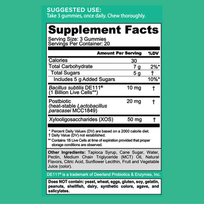 Goli Pre Pro Postbiotic Gummies - Worlds First 3-in-1 Formula with DE111 Probiotics, XOS Prebiotics, MCC1849 Postbiotics - Vegan, Non-GMO, Gluten-Free - Maple Wellness Supplements