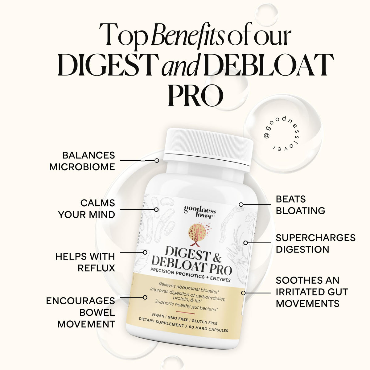 Goodness Lover Digest & Debloat Pro, Natural Digestive Enzymes Probiotics for Bloating Relief and Gas Relief, Probiotic Supplement for Women and Men, - Maple Wellness Supplements