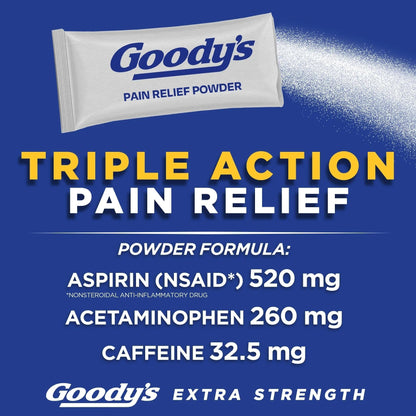 Goody’s Headache Powder Extra Strength Pain Relief, Triple Action Headache Relief with Aspirin, Acetaminophen & Caffeine, 24 Count - Maple Wellness Supplements