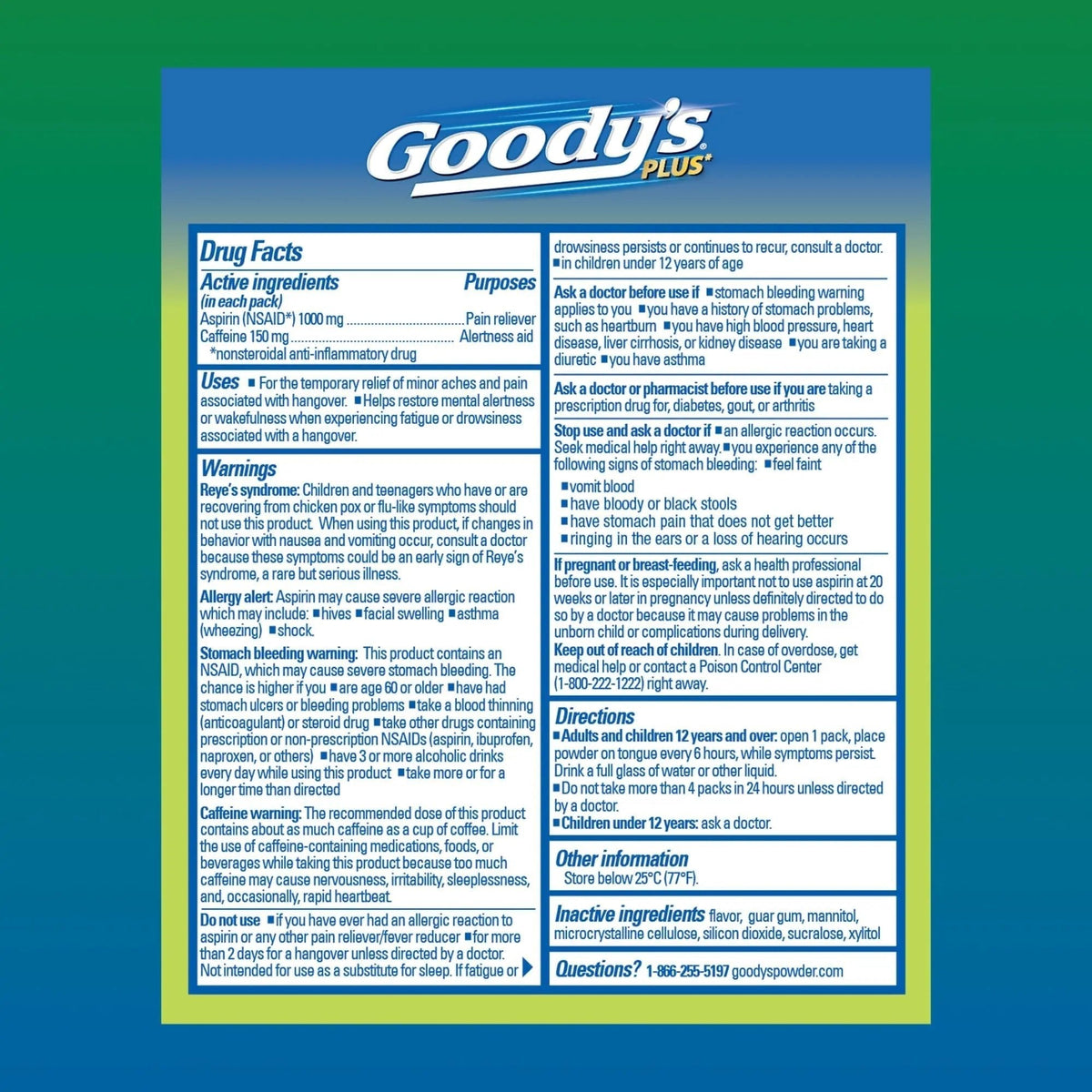 Goody’s Headache Relief Plus Mental Alertness Powder, with Aspirin and Caffeine, Strawberry Citrus Flavor, 16 Count - Maple Wellness Supplements