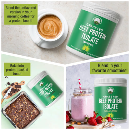 Grass Fed Beef Protein Powder - Lactose Free Great Tasting Beef Protein Isolate. Complete Animal Based Non Dairy Paleo Carnivore Supplement for Prime Muscle Building. No Whey. Unflavored - Maple Wellness Supplements