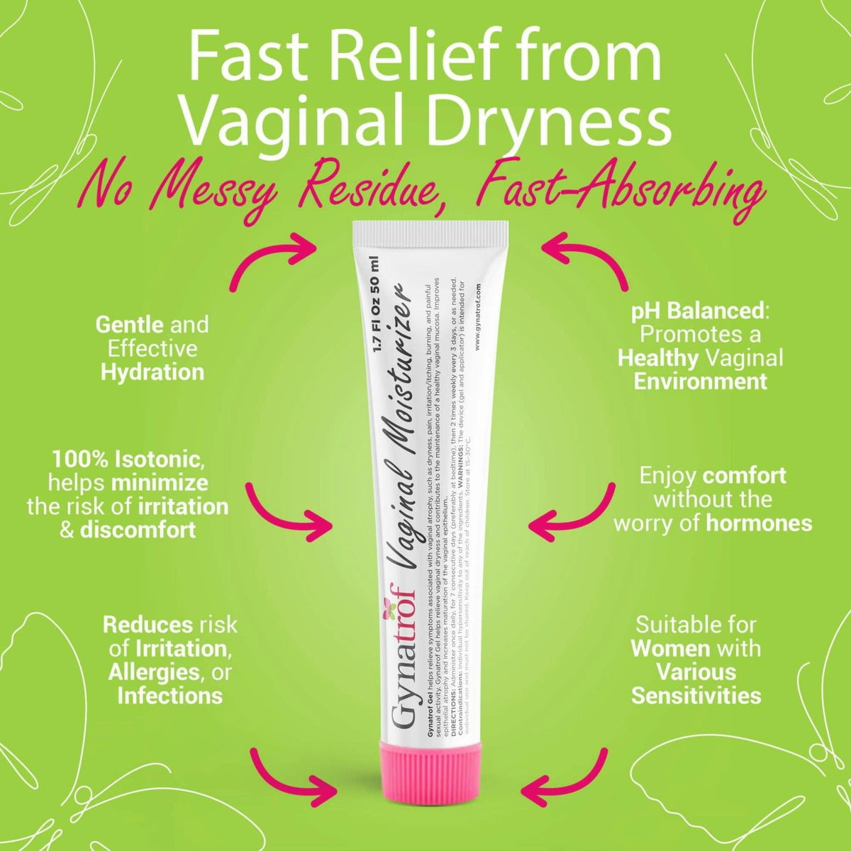 Gynatrof Vaginal Moisturizer, Long-Lasting for Vaginal Dryness & Irritation, Hormone-Free Hyaluronic Acid & Vitamin E Feminine Care, Daily Hydration For Intimate Feminine Care, 1.7 fl oz - Maple Wellness Supplements