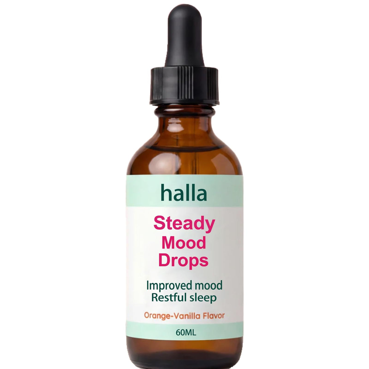 Halla Steady Mood Drops, with Saffron Extract – Fast Absorption Cognitive & Emotional Balance Supplement – Advanced Brain Nutrient Blend – Orange Vanilla Flavor, 2 fl oz - Maple Wellness Supplements