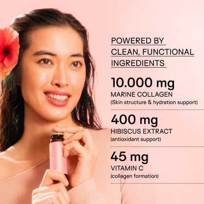 Happy Aging Marine Collagen Peptides Glow Shot 10,000mg - Liquid Collagen for Women with Liposomal Delivery - Promotes Skin Hydration, Elasticity & Radiance - Supports Hair & Nails, 10 Shots - Maple Wellness Supplements