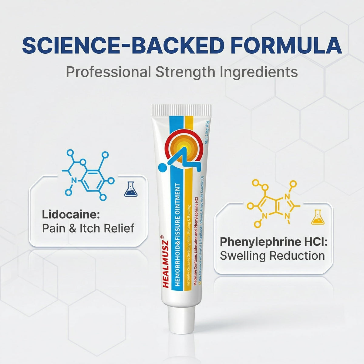 HEALMUSZ Hemorrhoid Fissure Ointment 1.5oz,Fast Relief for Pain, Swelling, Discomfort & Itching,Formulated with 4% Lidocaine and Phenylephrine HCI - Maple Wellness Supplements