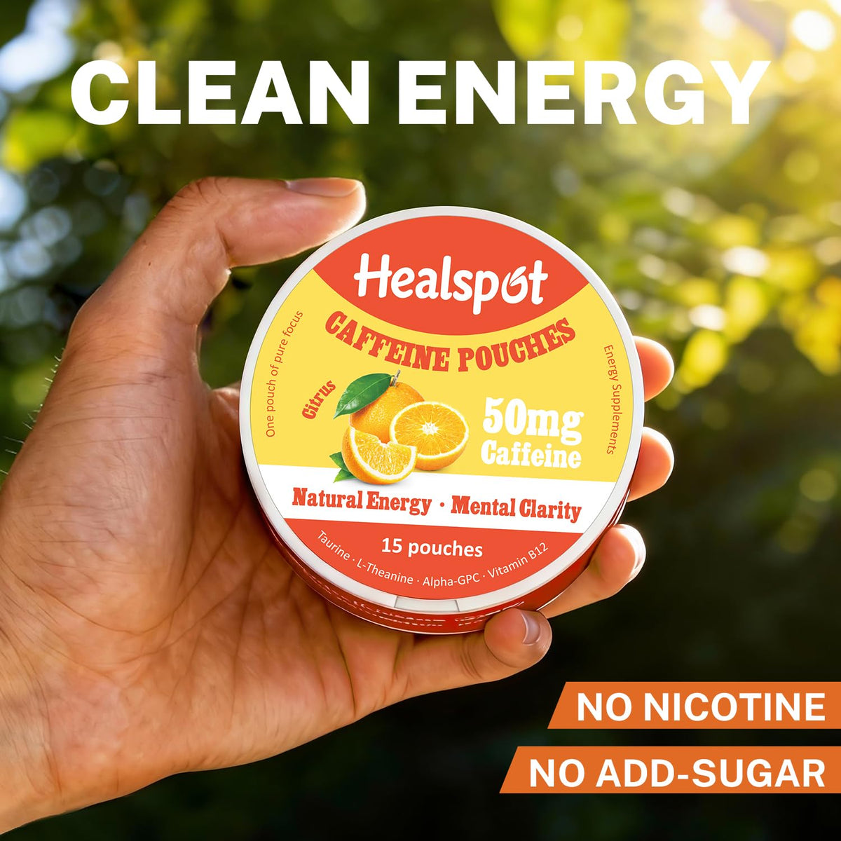 Healspot Nootropic Caffeine Pouches, Energy Pouches with 50mg Caffeine | Taurine | Vitamin B12 | Alpha-GPC | L-Theanine, Focus and Energy Supplements Variety Packs 5 Flavors - Maple Wellness Supplements