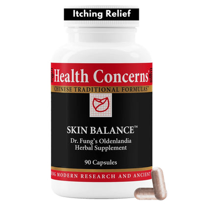 Health Concerns Skin Balance – Herbal Supplement for Skin Support, Itching Relief, & Circulation – Chinese Herbal Supplements for Men & Women – Skullcap, Dong Quai, Coptis Root - 90 Capsules - Maple Wellness Supplements