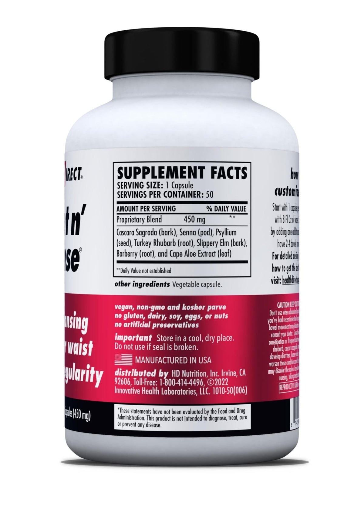 HEALTH DIRECT Sculpt n' Cleanse - Herbal Colon Cleanse for Digestive Health & Regularity - Natural Detox & Gut Flush Supplement - 50 Veggie Capsules - Maple Wellness Supplements