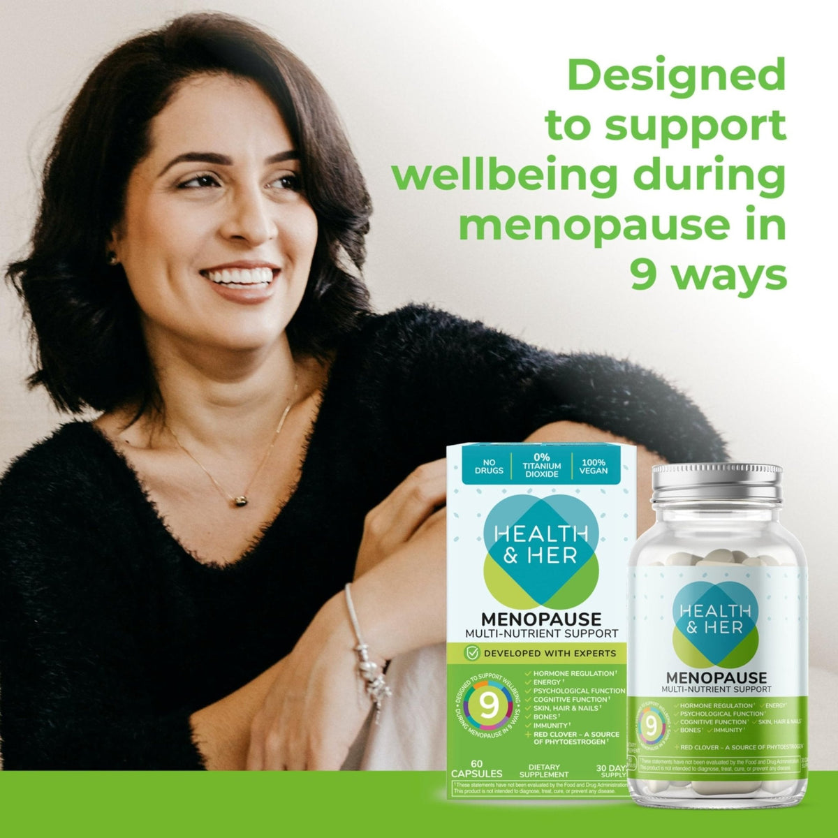Health & Her Menopause Supplements for Women - Multi-Nutrient Support, Menopause Vitamins for Energy, Bones, Muscles, Skin & Hair, Vegan, Gluten-Free, Non GMO (60ct - 1 Month) - Maple Wellness Supplements