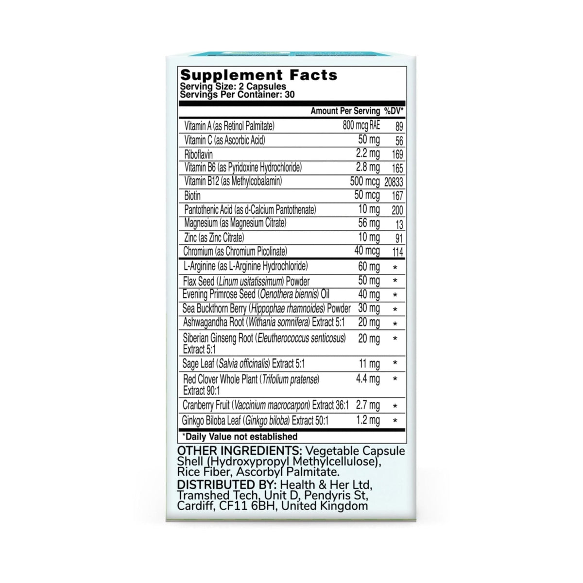 Health & Her Menopause Supplements for Women - Multi-Nutrient Support, Menopause Vitamins for Energy, Bones, Muscles, Skin & Hair, Vegan, Gluten-Free, Non GMO (60ct - 1 Month) - Maple Wellness Supplements