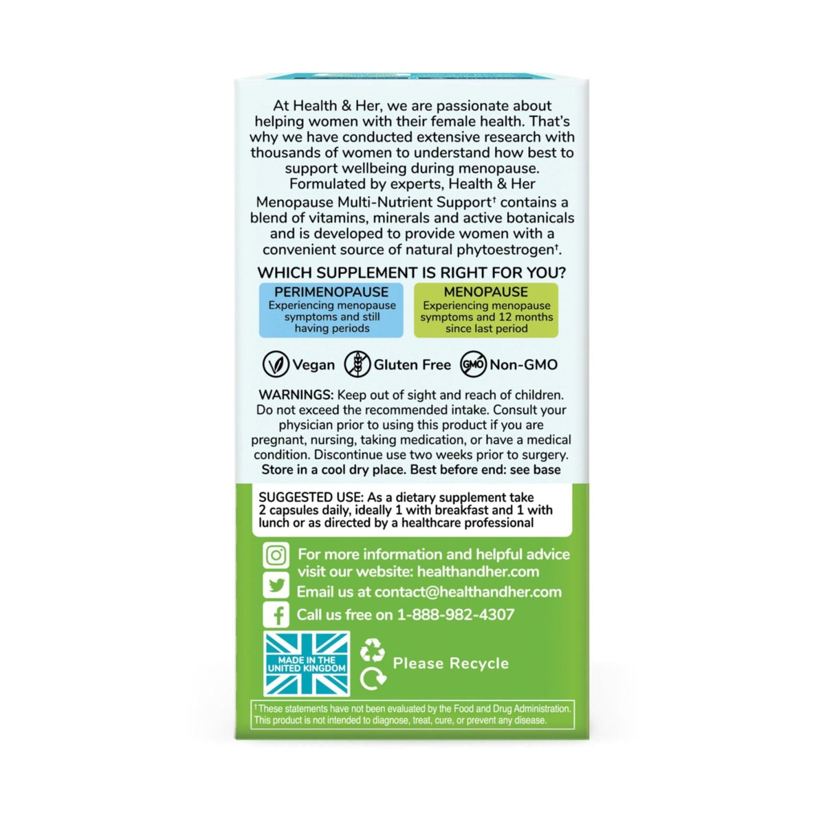 Health & Her Menopause Supplements for Women - Multi-Nutrient Support, Menopause Vitamins for Energy, Bones, Muscles, Skin & Hair, Vegan, Gluten-Free, Non GMO (60ct - 1 Month) - Maple Wellness Supplements
