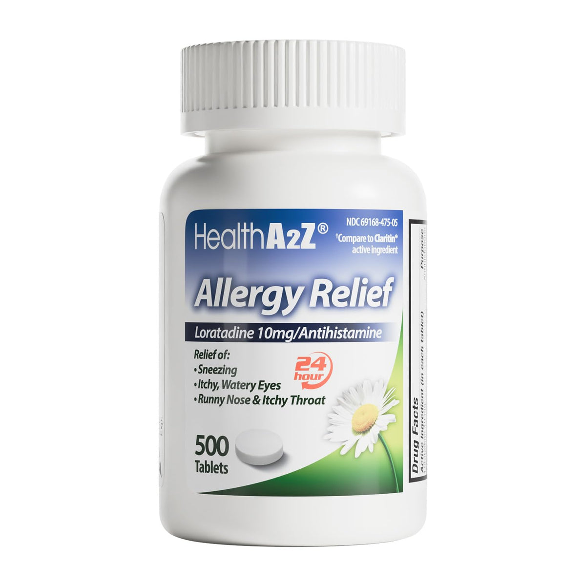 HealthA2Z® Allergy Relief, Loratadine 10mg Antihistamine, 500 Dye Free Tablets, Relief from Itchy Throat, Sneezing, Runny Noses, 24-Hours Allergy Medicine - Maple Wellness Supplements
