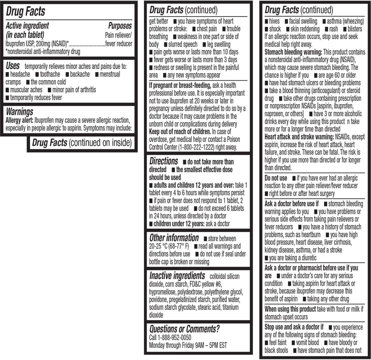 HealthA2Z® Ibuprofen 200mg, NSAID, Pain Reliever, Fever Reducer, Headache, Body Aches, Back Pain, Arthritis, Menstrual Cramps, 500 Caplets - Maple Wellness Supplements