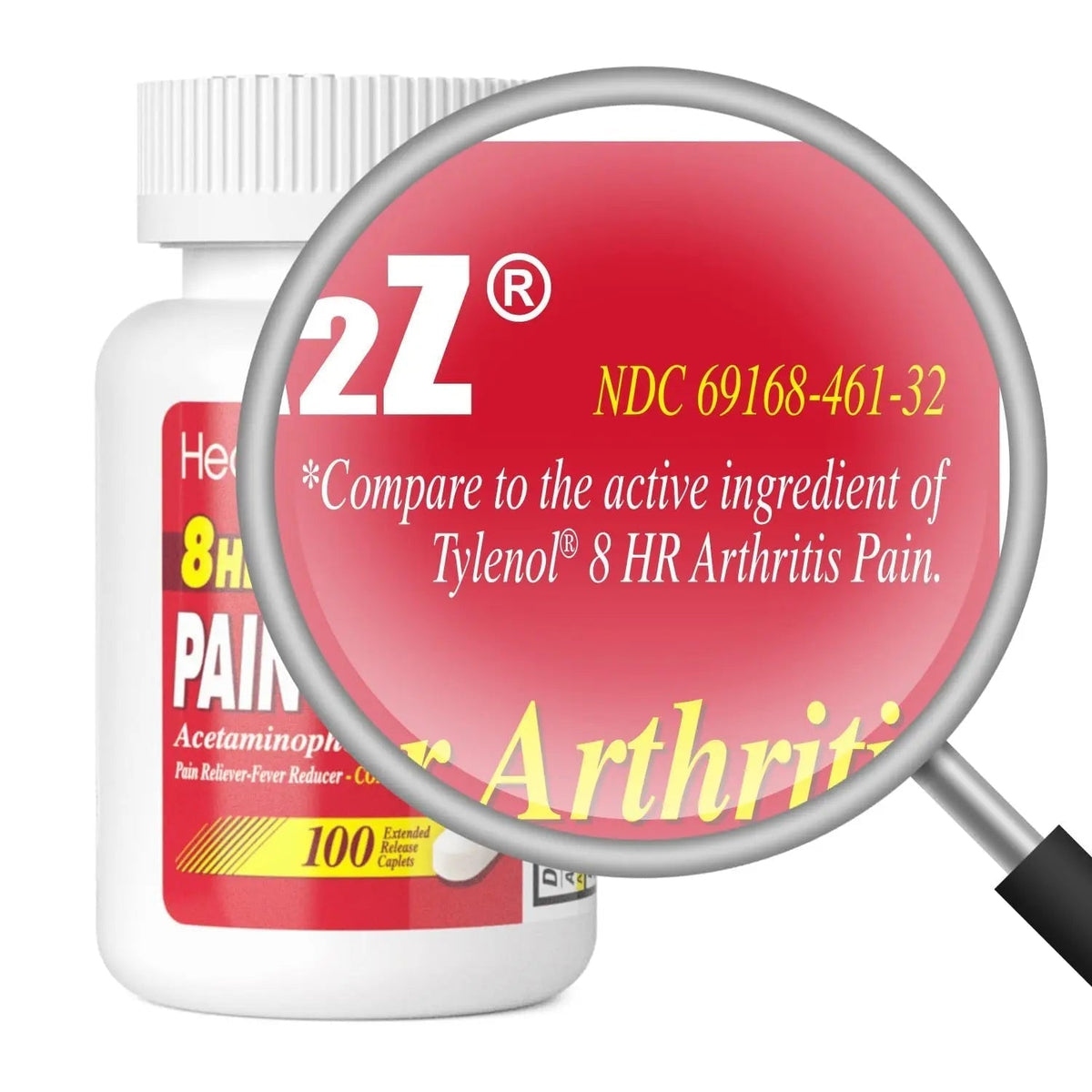 HealthA2Z® Pain Relief Extended Release | Acetaminophen 650mg | 8 Hours | Arthiritis Pain | Pain Reliever - Fever Reducer | Contains no Aspirin (100 Count) - Maple Wellness Supplements