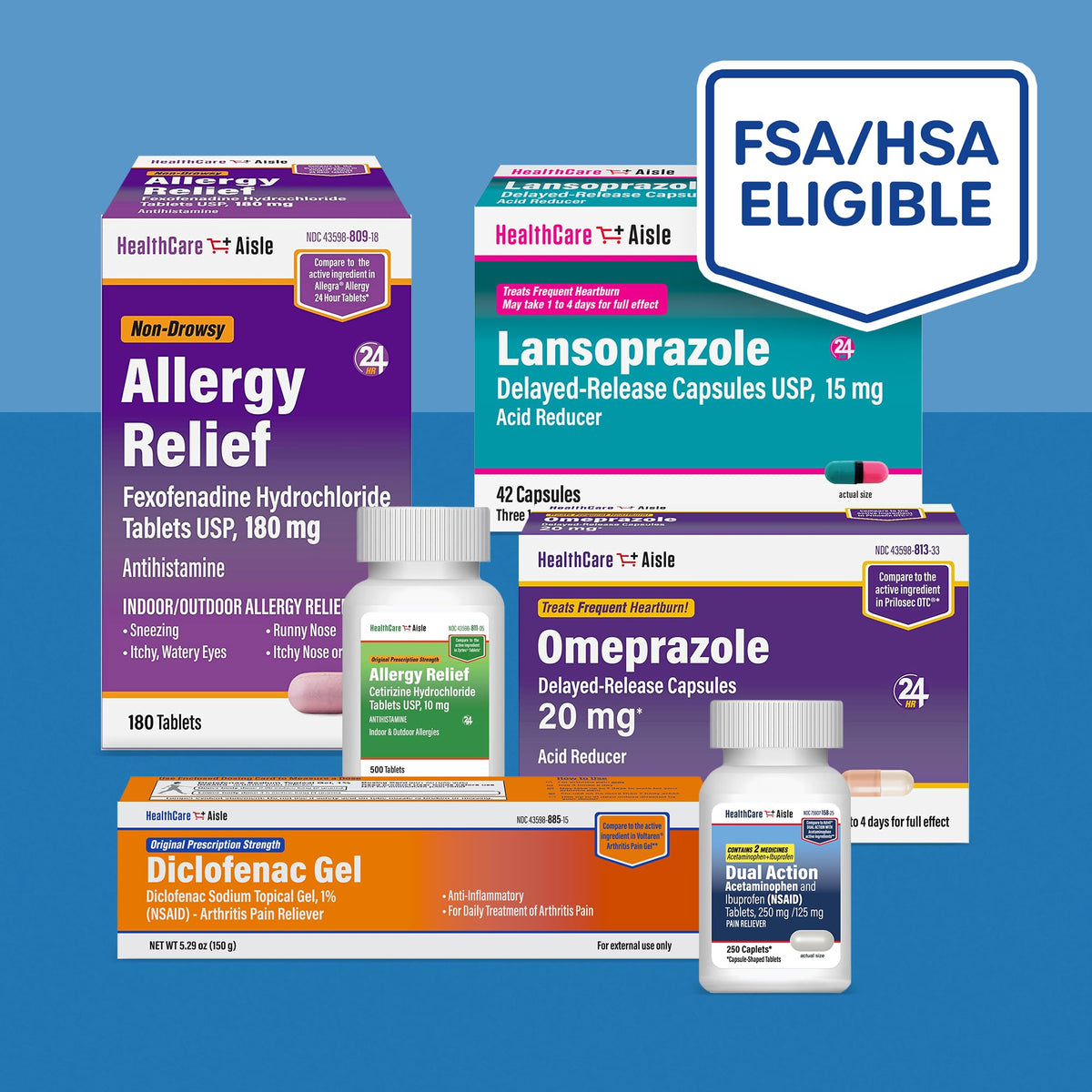 HealthCareAisle Omeprazole 20 mg - 42 Delayed-Release Tablets - Acid Reducer, Treats Frequent Heartburn - Maple Wellness Supplements