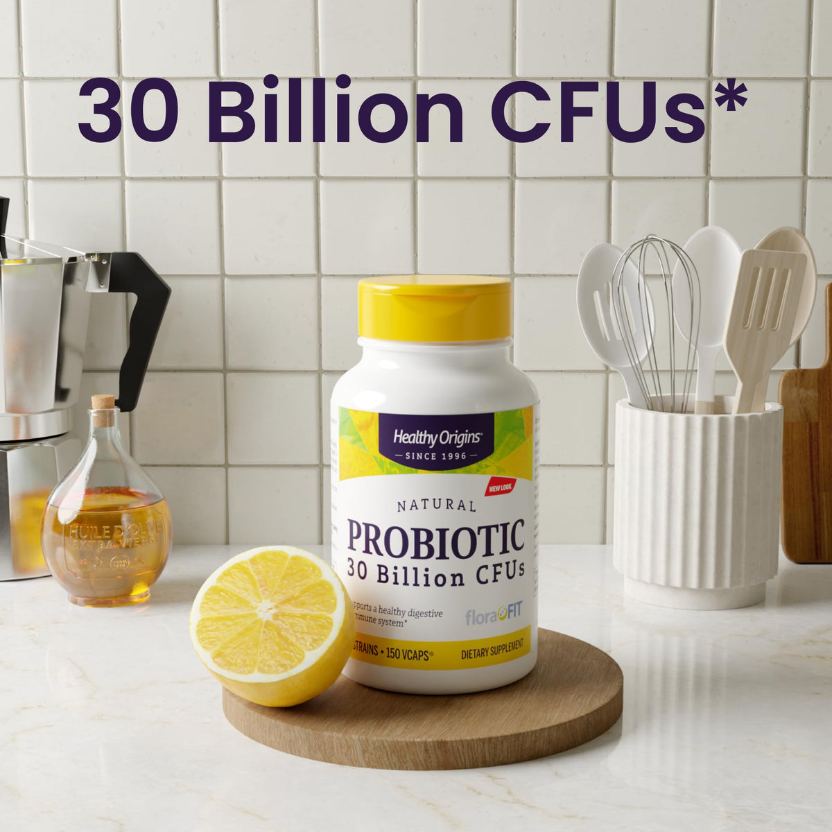 Healthy Origins Probiotic 30 Billion CFU's (Shelf Stable, Non-GMO, Gluten Free, Digestive Health, Gut Health, Immune Support), 150 Veggie Caps - Maple Wellness Supplements