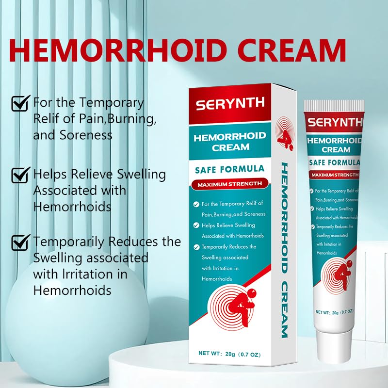 Hemorrhoid Cream for Men and Women, with Lidocaine and Phenylephrine HCl, Provides Fast Relief from hemorrhoid discomfort. Naturally formulated for Hemorrhoids and fissures (0.7 oz) - Maple Wellness Supplements