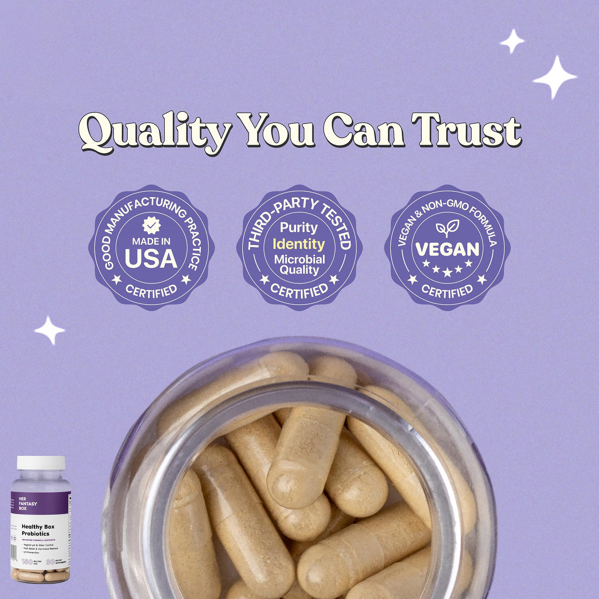 Her Fantasy Box | Healthy Box | Vaginal Probiotics for Women – Prebiotics + Advanced Lactobacillus Blend – Hormonal Balance, PMS Relief – Feminine Health Support with Cranberry & D-Mannose - Maple Wellness Supplements