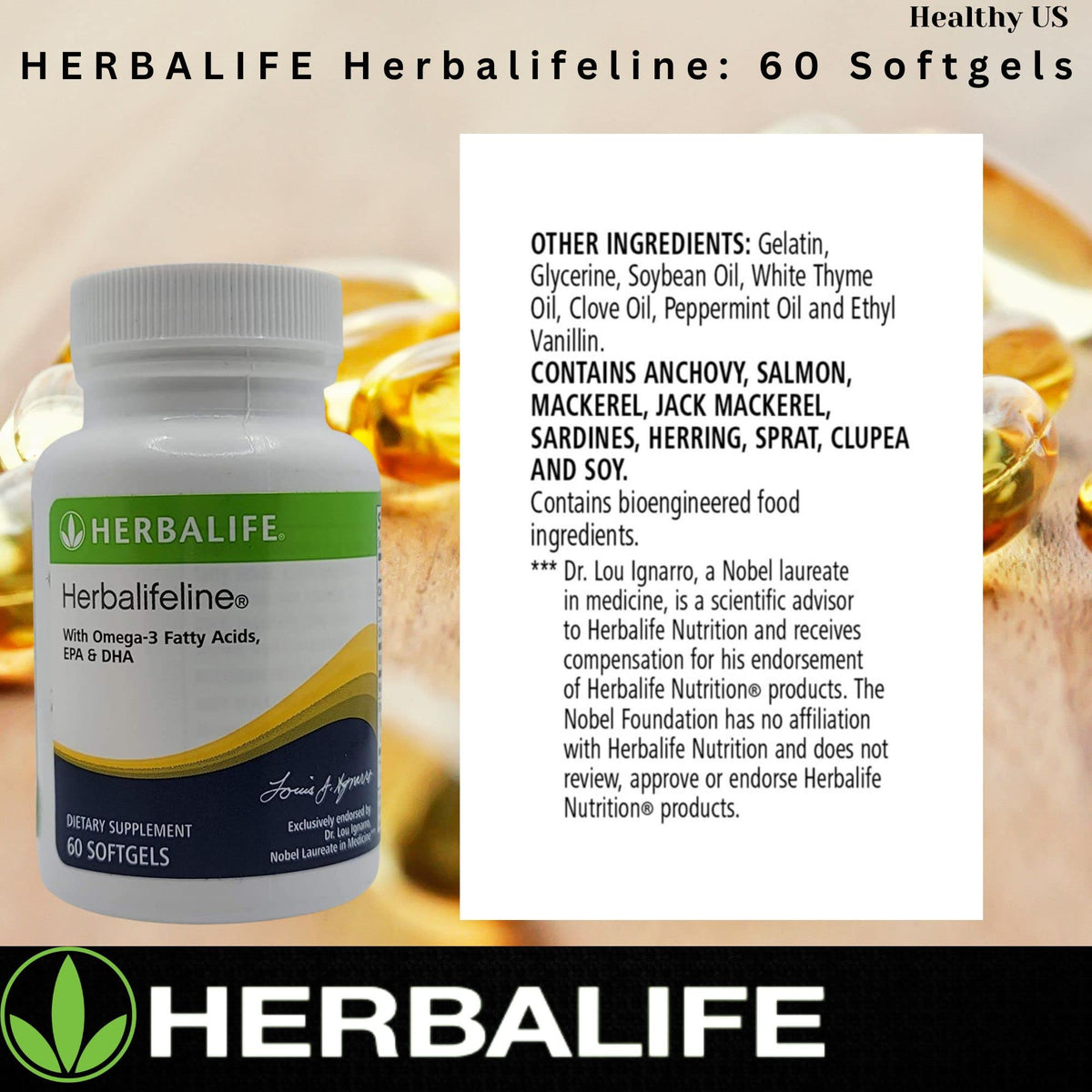 Herbalife Herbalifeline: 60 Softgels with Vitamin E, Marine Lipid Complex, Omega-3 Fatty - Maple Wellness Supplements