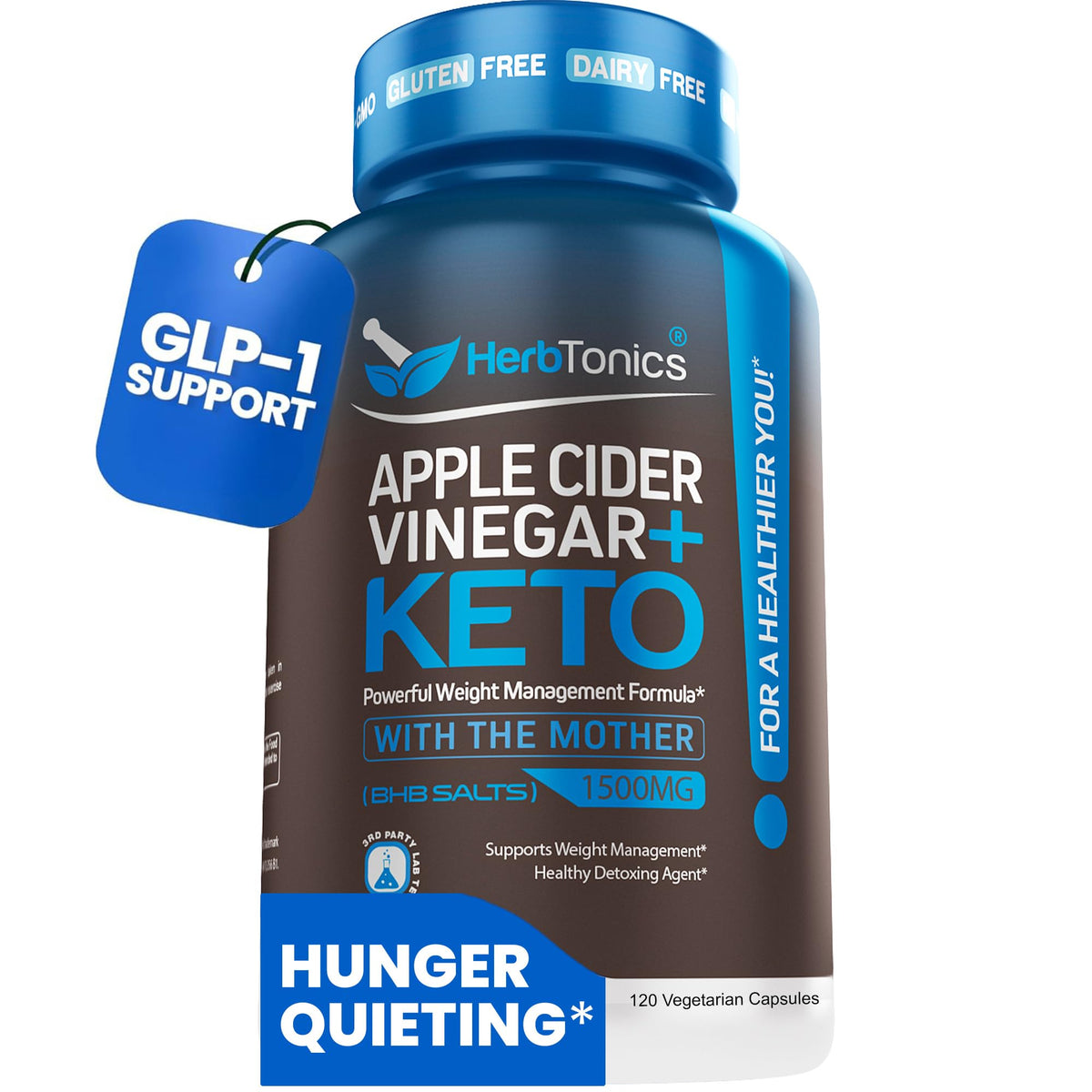 Herbtonics Apple Cider Vinegar + Keto BHB Capsules | Support for Appetite, Cravings & Weight Management | Metabolism Support with Satiety Support - Maple Wellness Supplements