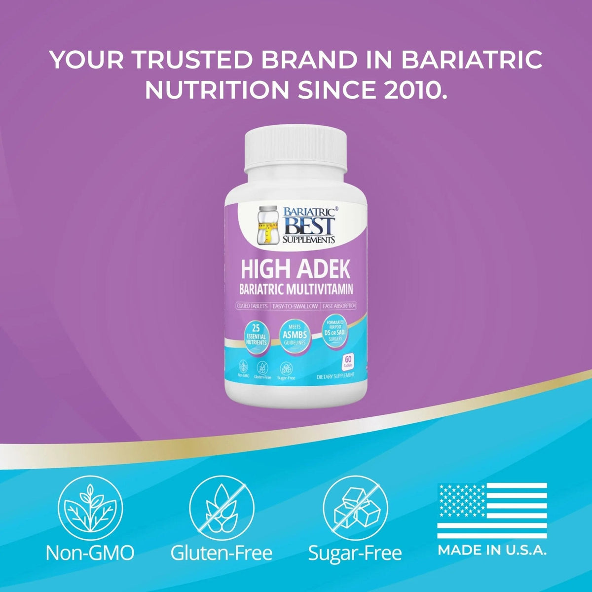 High A D E K Bariatric Multivitamin for Post DS/SADI Surgery, 25 Essential Nutrients for Post-Weight Loss Surgery, 60 Tablets - Maple Wellness Supplements