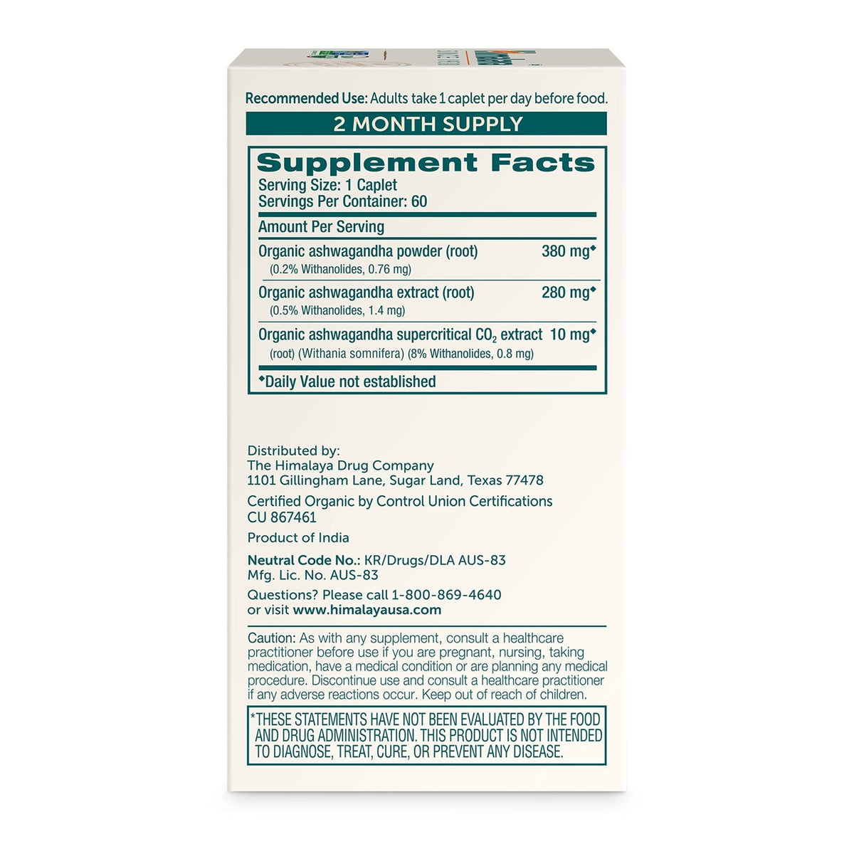 Himalaya Organic Ashwagandha Root, 2 Month Supply - Herbal Adrenal Support Supplements for Stress Relief and Energy Support - USDA Organic, Non-GMO, Vegan - Maple Wellness Supplements
