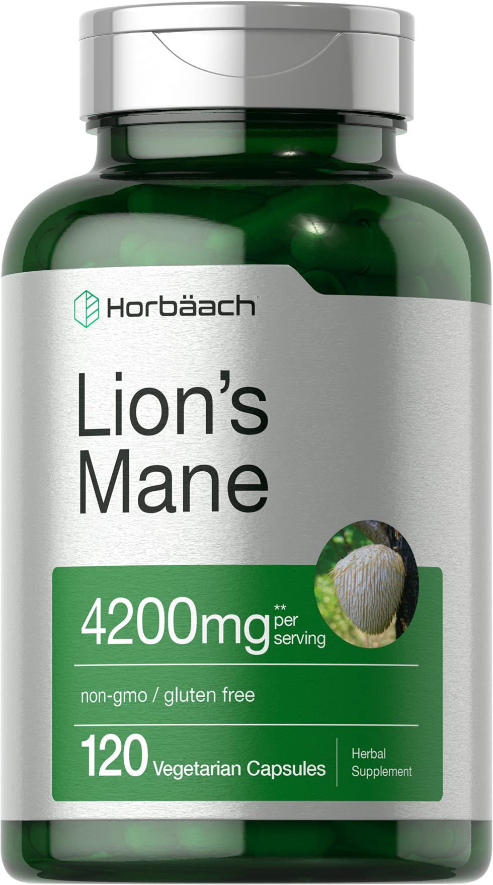 Horbäach Lions Mane Mushroom Extract | 4200mg | 120 Capsules | Vegetarian - Maple Wellness Supplements