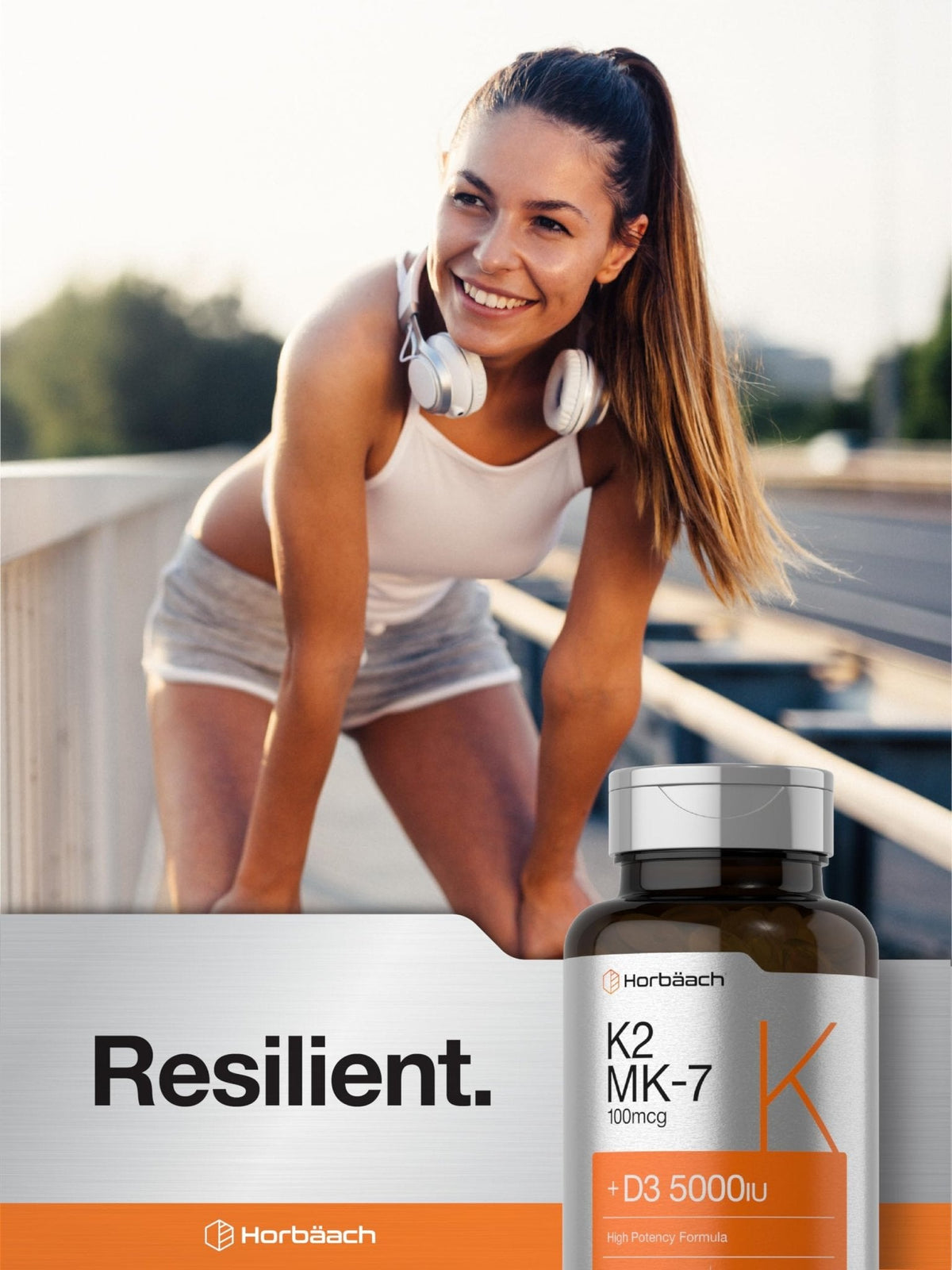 Horbäach Vitamin D3 K2 | 5000iu of Vitamin D & 100mcg MK-7 Complex | 180 Softgel Cap - Maple Wellness Supplements