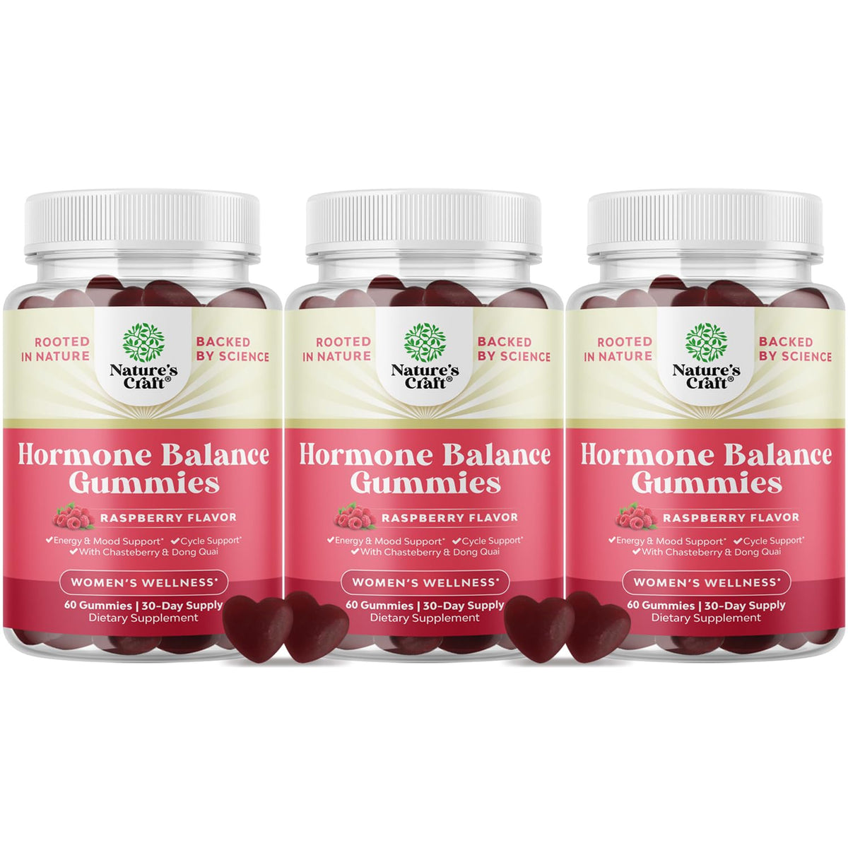 Hormone Balance for Women Gummies of All Ages - PMS Support Supplement for Women to Regulate Menstrual Cycle & Hormonal Balance Menopause & Mood Swings with Vitamin B6 & Dong Quai - 60 Chews - 3 pack - Maple Wellness Supplements