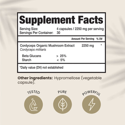 HPD Rx Premium Organic Cordyceps Mushroom Extract Performance Supplement - Maple Wellness Supplements