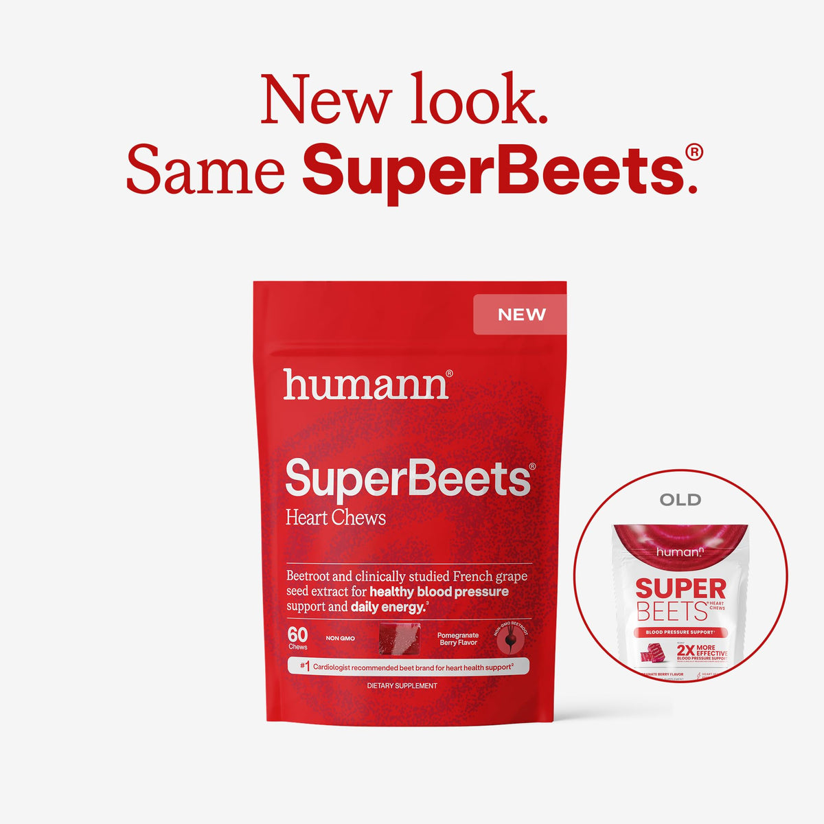 Humann SuperBeets Heart Chews, Beet Root Powder Support Energy Supplement, Nitric Oxide and Blood Pressure Support, Grape Seed Extract & Non-GMO - Maple Wellness Supplements