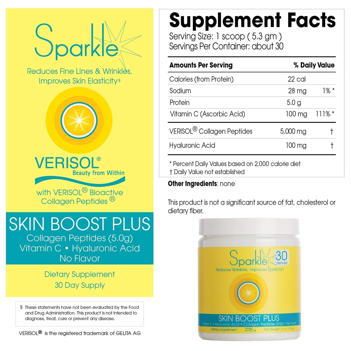 Hydrolyzed Collagen Powder - Sparkle Skin Boost Plus (No Flavor) [30-Serves] Verisol Pept - Maple Wellness Supplements