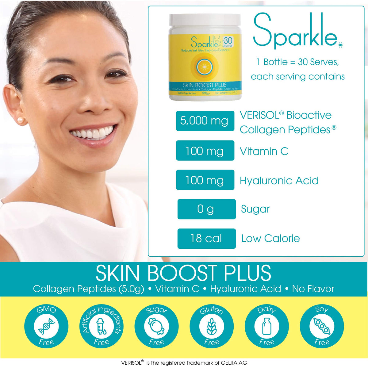 Hydrolyzed Collagen Powder - Sparkle Skin Boost Plus (No Flavor) [30-Serves] Verisol Pept - Maple Wellness Supplements