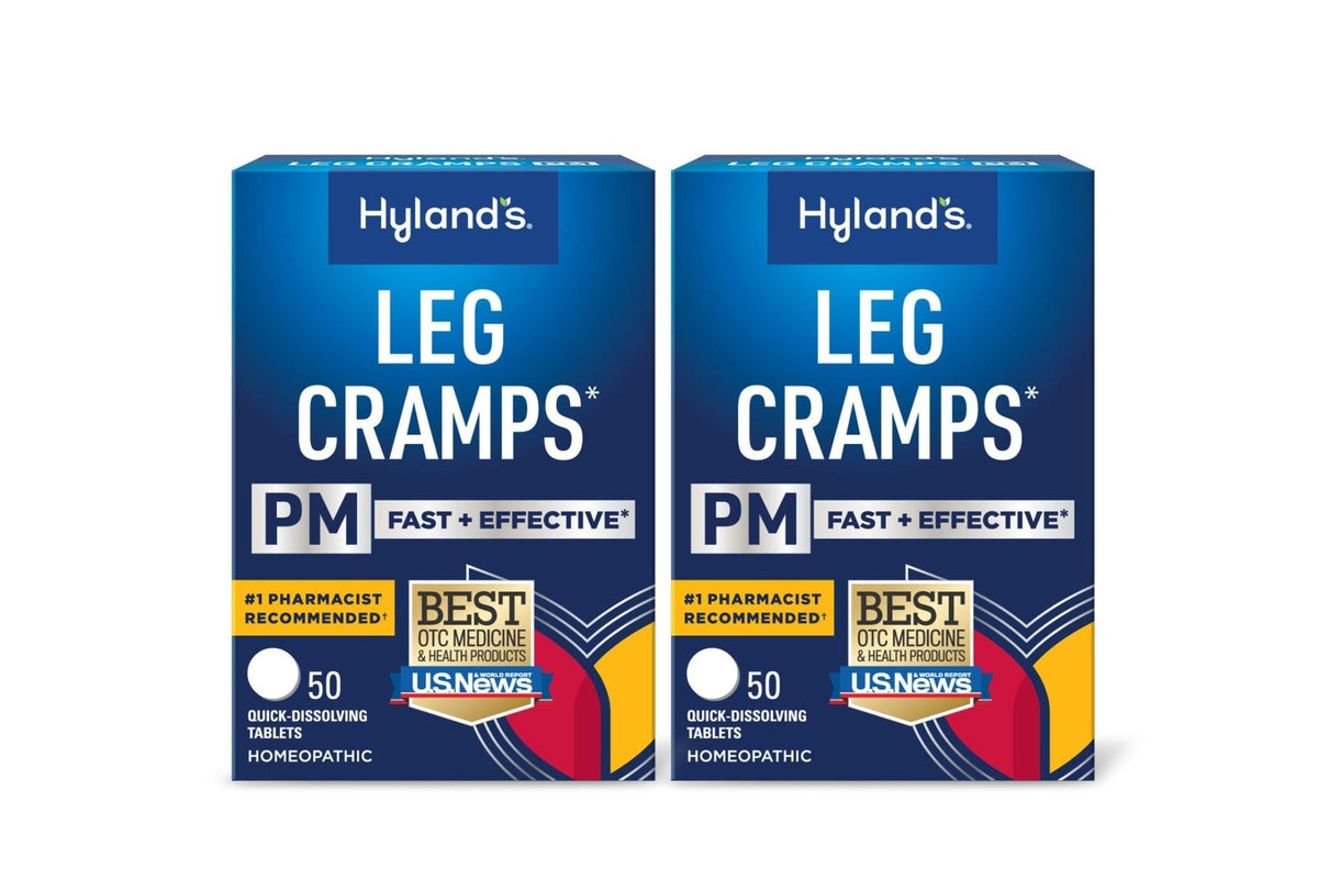 Hyland's Leg Cramps PM, Relief of Nighttime Leg, Calf, and Foot Cramps, 50 Quick-Dissolving Tablets 2-Pack (100 Total) - Maple Wellness Supplements