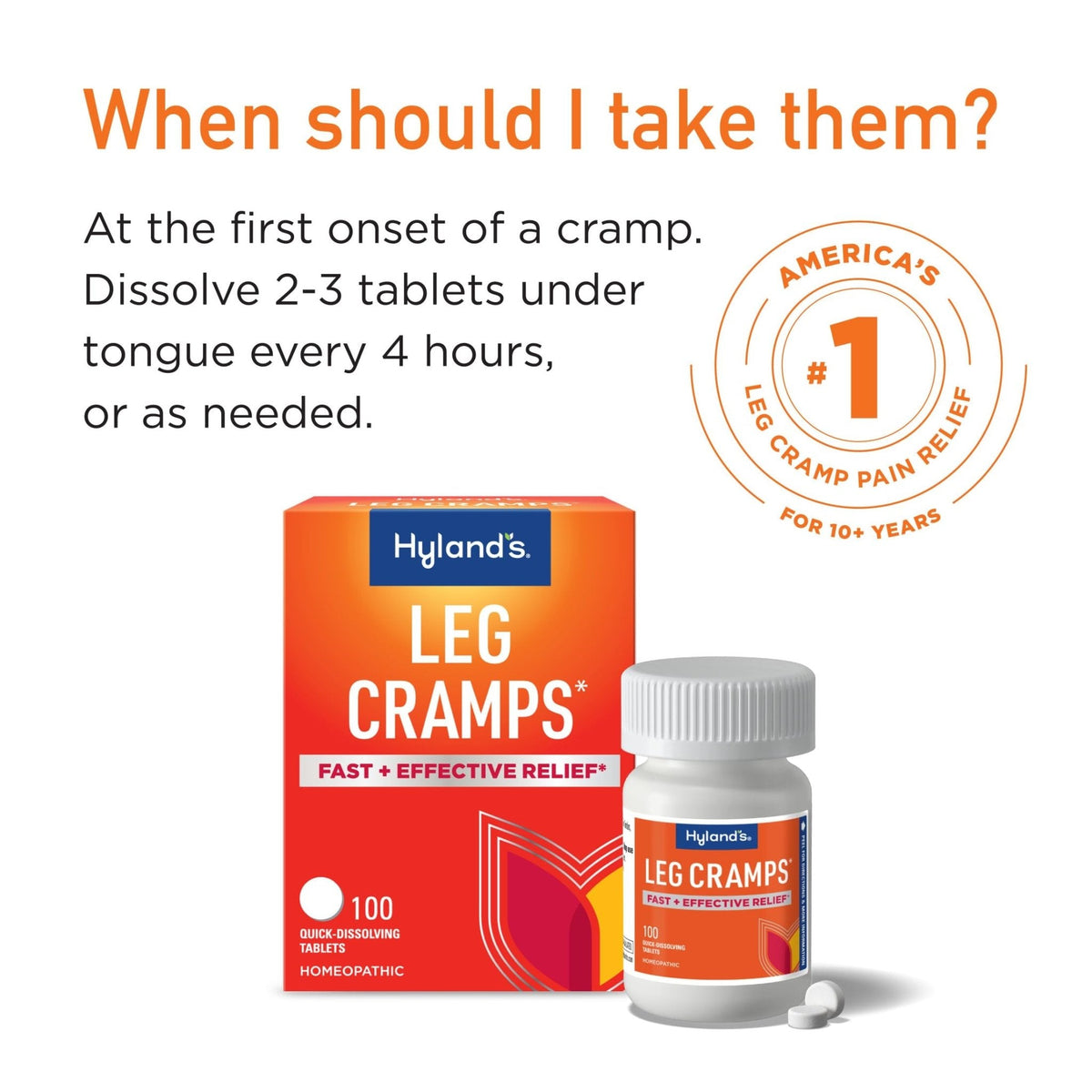 Hyland's Leg Cramps, Relief of Leg, Calf, Charley Horses, and Foot Cramps, 100 Quick-Dissolving Tablets - Maple Wellness Supplements