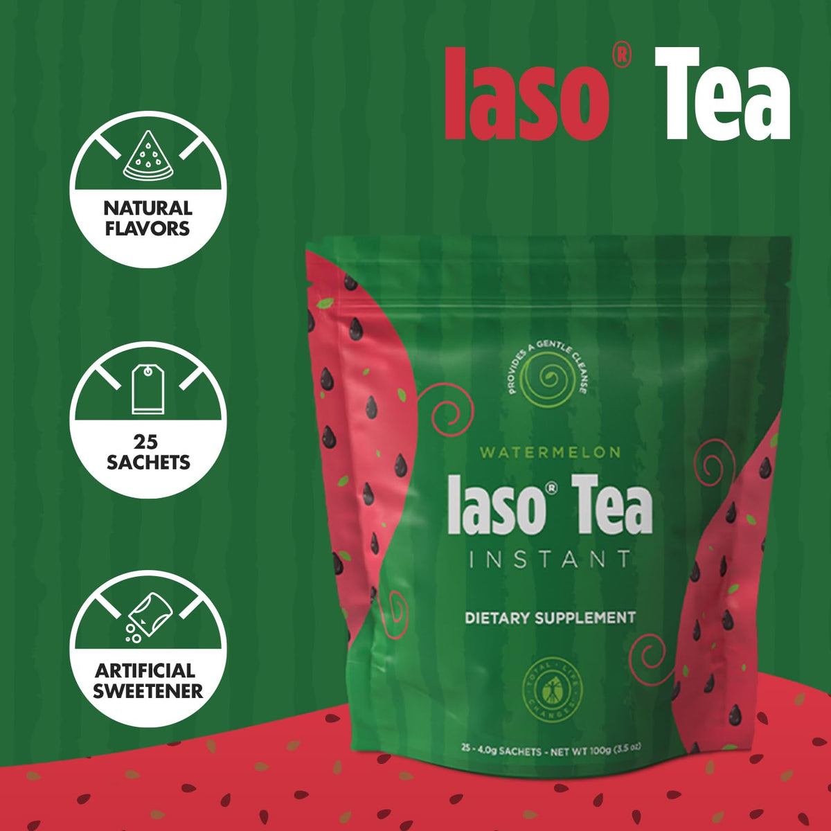 Iaso Instant Tea Watermelon Flavor - 4 grams (25 Sachets) - Maple Wellness Supplements