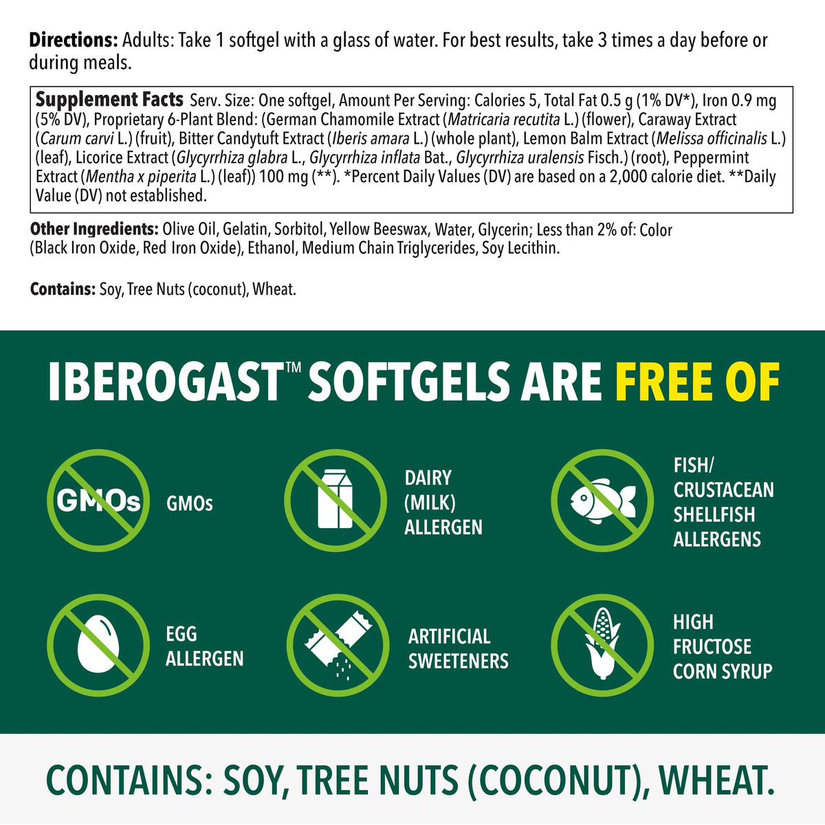 Iberogast Softgels, Herbal Relief of Stomach Upsets: Occasional Indigestion, Bloating, Gas, Nausea, Upset Stomach; 6-Herb Blend with Iberis Amara, - Maple Wellness Supplements
