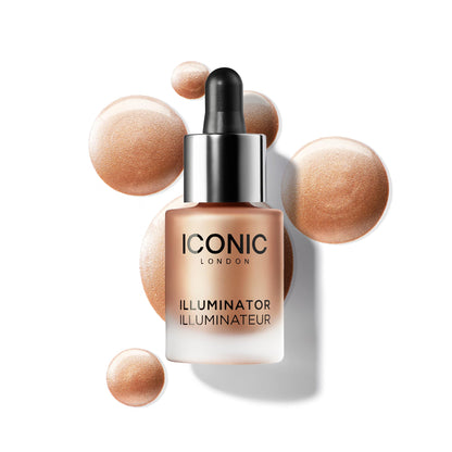 ICONIC LONDON Illuminator | Liquid Highlighting Drops for a Radiant Glow, Cruelty-Free, Vegan Makeup, Original (Champagne Shimmer) 0.45 Fl oz - Maple Wellness Supplements